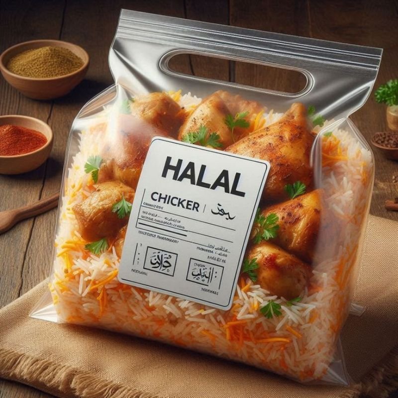 Certified kosher food label on packaged products