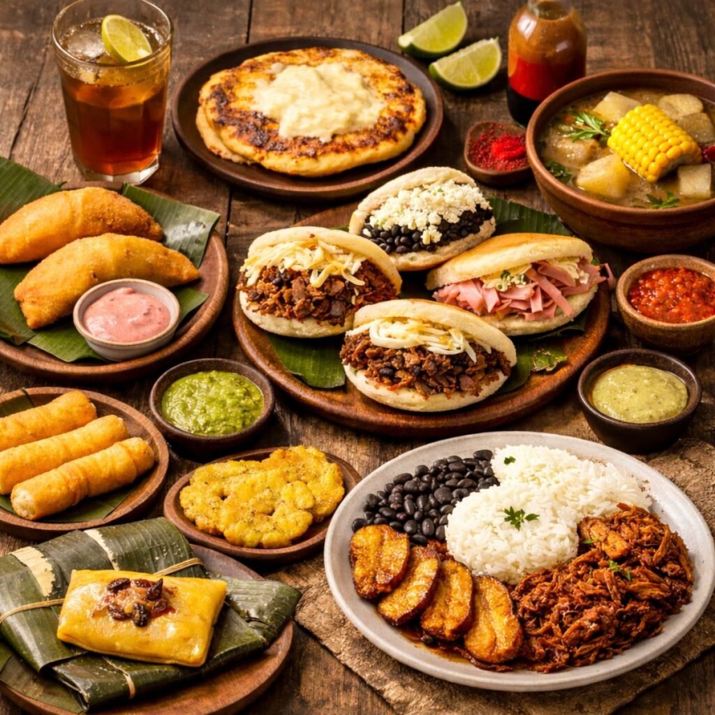 Authentic Latin Venezuelan food presentation
