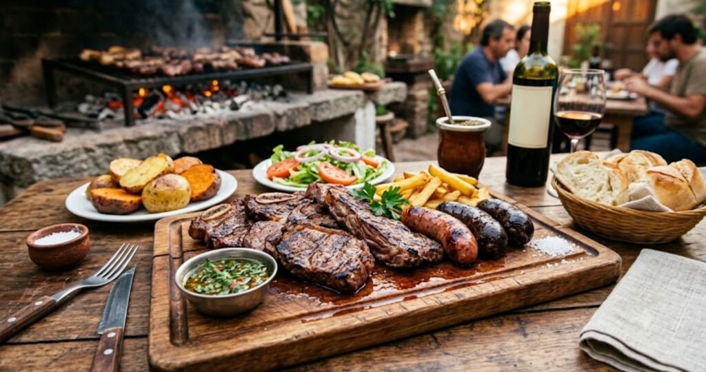 Traditional Uruguayan food featuring asado, chivito, empanadas, and other authentic dishes that showcase the rich flavors of Uruguay.